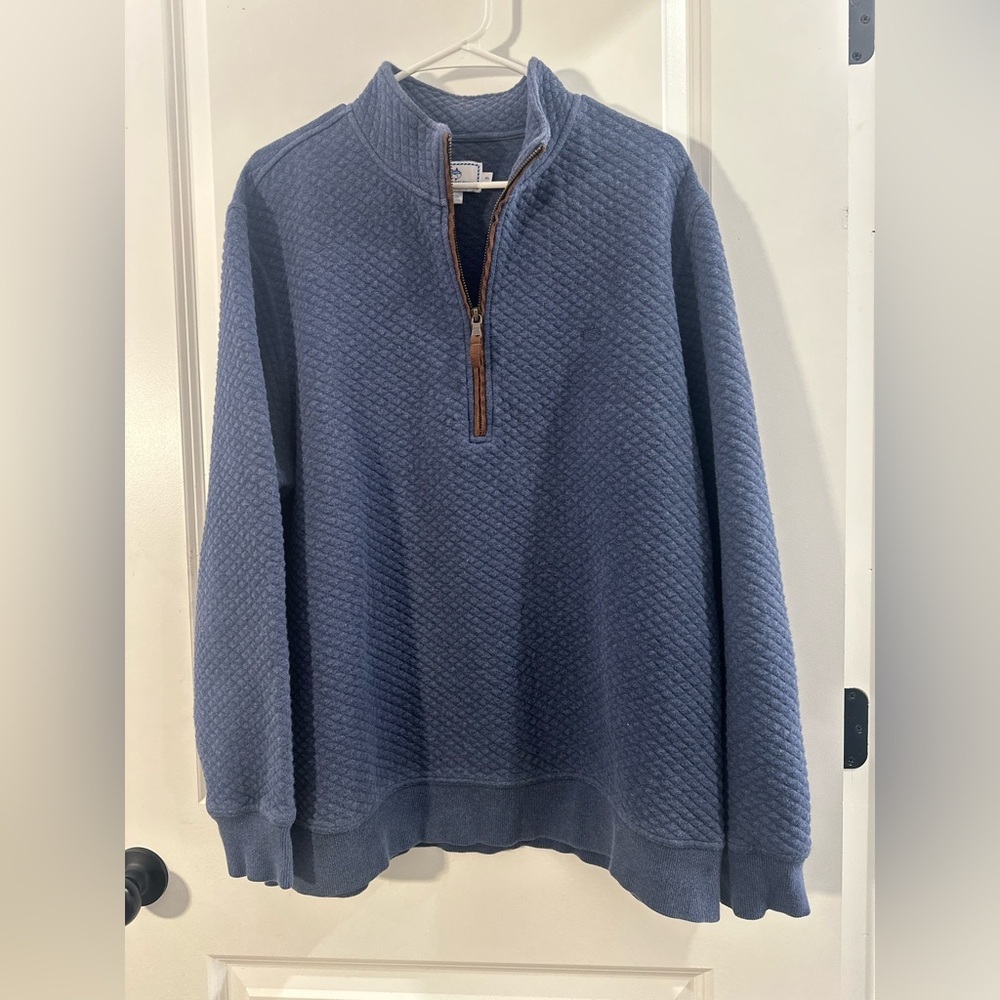 Southern Tide Men's Textured Blue Zip-Up Sweater